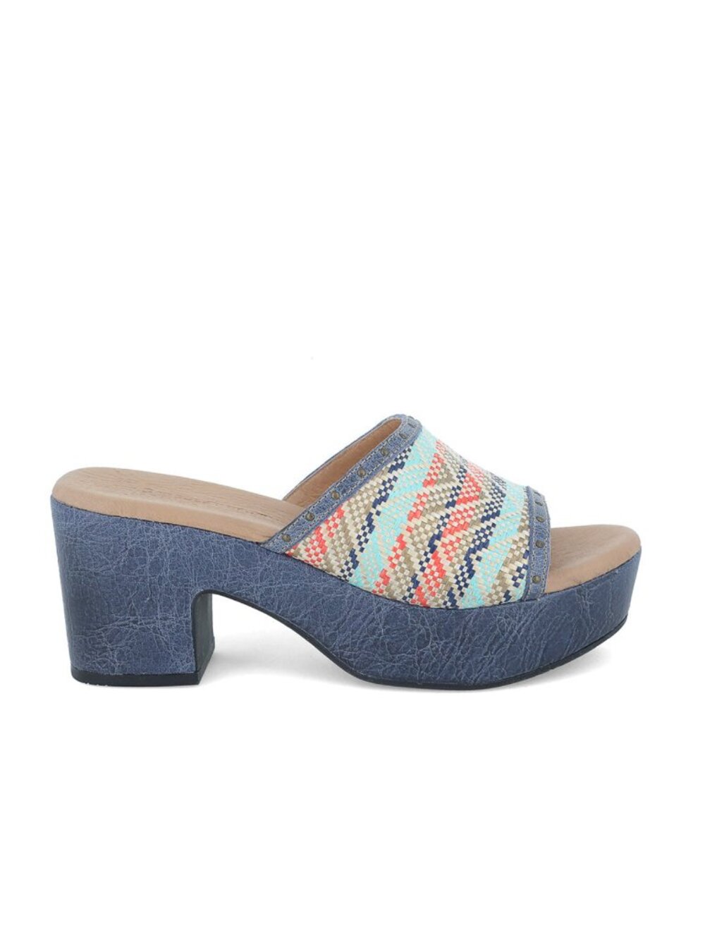 Chocolat Blu Sz. 7 Blue Combo Raffia Guro Platform Sandal